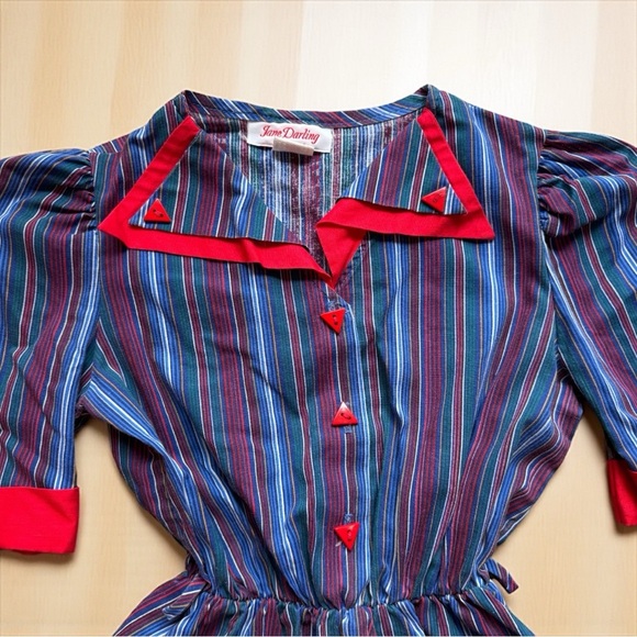 Vintage Jane Darling Kids Striped Dress – Union Made in USA – Girls Size 10 - Picture 2 of 10